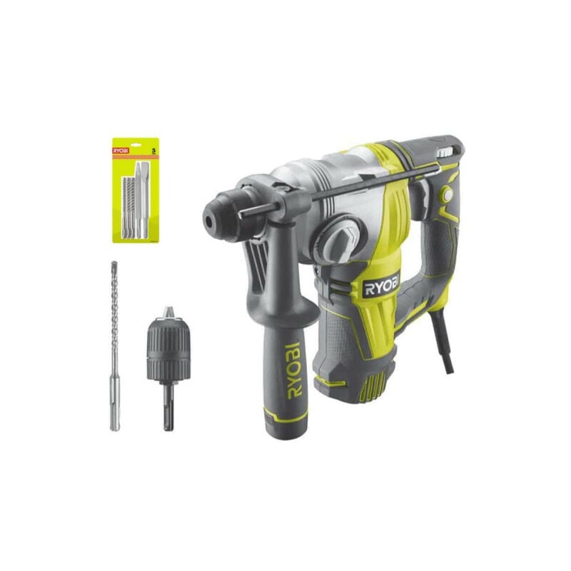 Ryobi - Pack Perforateur Burineur sdsplus 800W - 4 modes - RSDS800-KC - Kit 3 forets plus 2 burins sds+ - RAKSP05