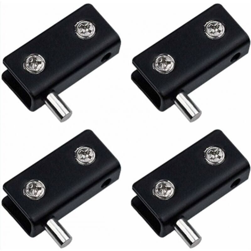 Cyslmuk - 4 Pack Pivot Hinges, Frameless Glass Door Hinges Black - Stainless Steel Glass Door Clips with Adjustable Pin - Replacement Kit for 5-7mm