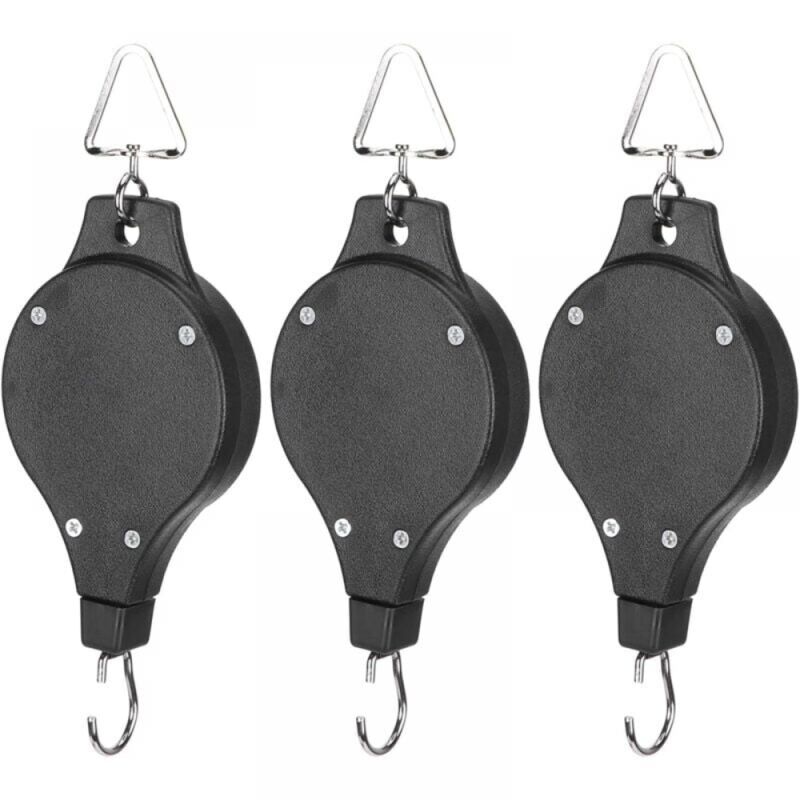 Cyslmuk - 3 Pack Plant Hangers - Retractable Heavy Duty Easy Reach Plant Hanger Hook with Auto Lock Mechanism for Garden Pots and Bird Feeder