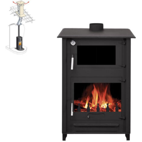 Pack Poêle à bois ROSA 10 bûches 50cm + Kit Conduit 150 - Ac