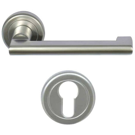 Pack poignée et rosace de porte Aluminium - Pyla - Finition Chrome perle