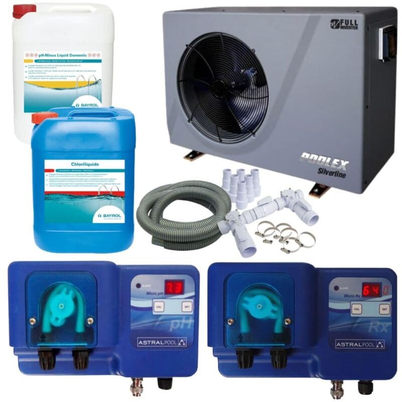 Poolex - Pack Pompe à chaleur Piscine Silverline fi 150 + Appareils de régulation + Produits piscine Bayrol