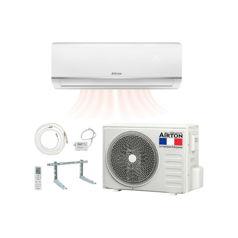 Airton - Pack pompe à chaleur réversible a poser soi-même - 5270W - ReadyClim 4M - wifi - Support mural