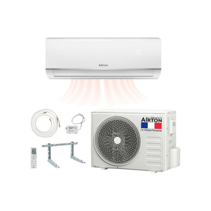 Airton - Pack pompe à chaleur réversible a poser soi-même - 5270W - ReadyClim 6M - wifi - Support mural