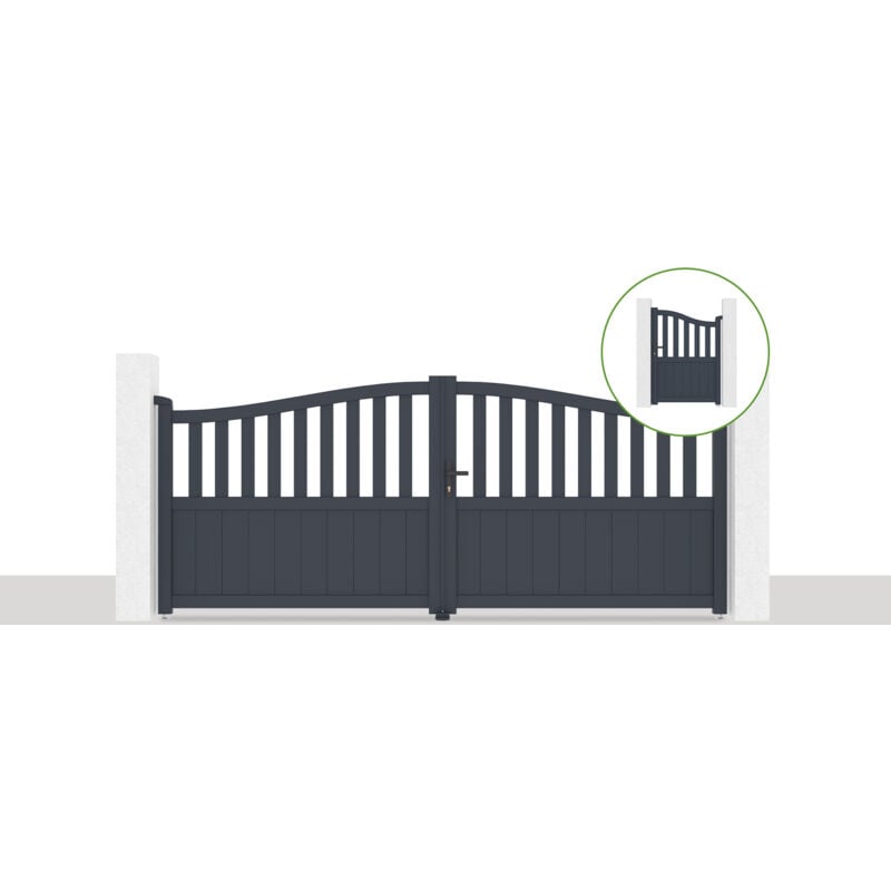 Pack portail battant 340x140cm meije + Portillon 1m meije H.140cm Gris