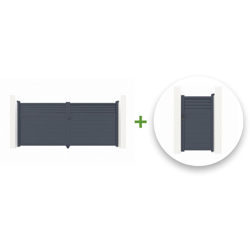 Casanoov - Pack portail battant carpatia 350x180cm + Portillon carpatia 100x180cm