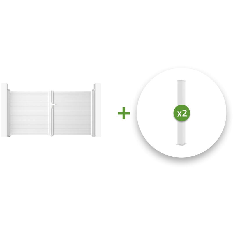 Casanoov - Pack portail battant eiger 300x160cm + 2 poteaux eifel H.190cm Blanc