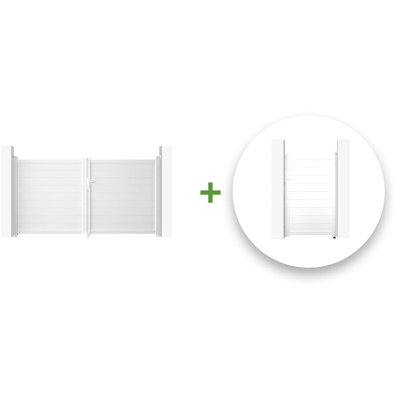 Pack portail battant eiger 300x160cm + Portillon eiger 100x160cm Blanc