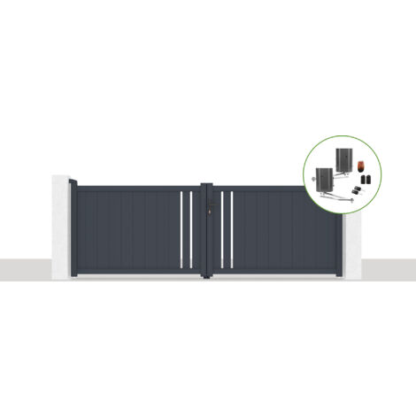 Pack portail battant électrique 350x120cm GIONA + Motorisation BUNKER B500
