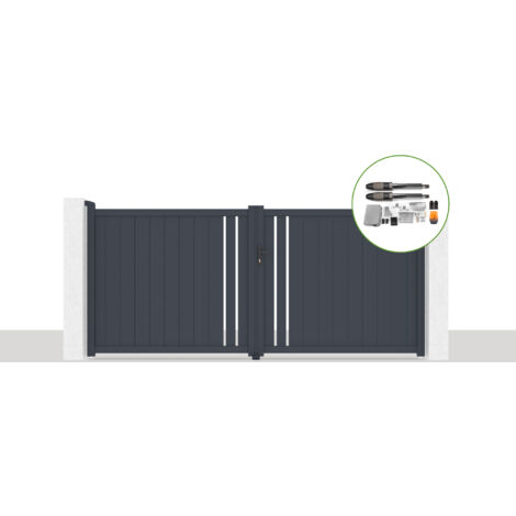 Pack portail battant électrique GIONA 350x160cm Gris + Motorisation TANKER B700