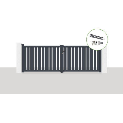 Pack portail battant électrique VEYMONT 350x120cm Gris + Motorisation RANGER B150