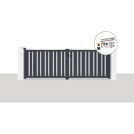 Pack portail battant électrique VEYMONT 350x120cm Gris + Motorisation TANKER B250