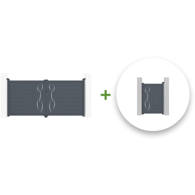 Casanoov - Pack portail battant life 300x140cm + Portillon life 100x140cm