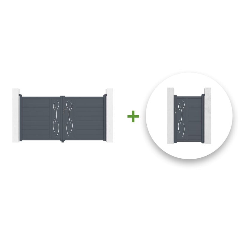 Casanoov - Pack portail battant life 300x160cm + Portillon life 100x160cm