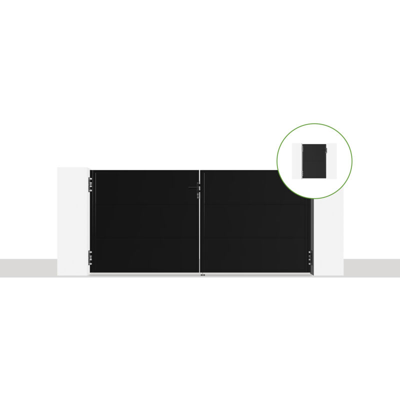 Pack portail battant nali 3x1,4m + Portillon H.140cm noir mat