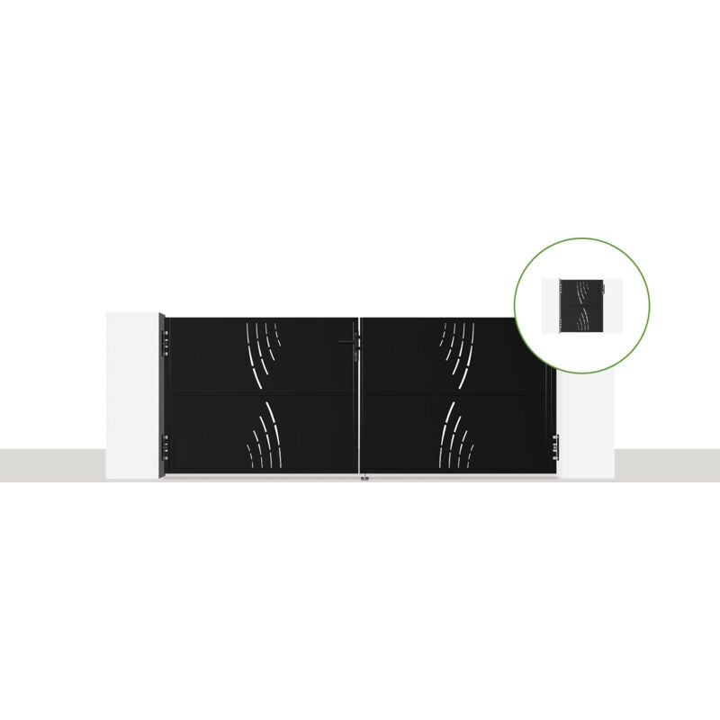 Pack portail battant nali veleta 300 x 120cm + Portillon H.120cm noir