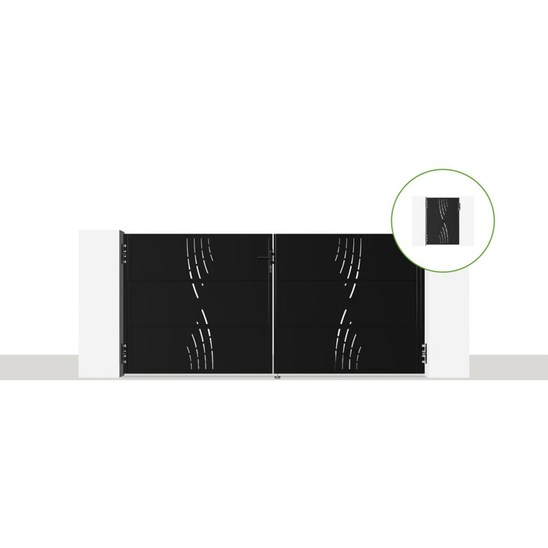 Pack portail battant nali veleta 300 x 140cm + Portillon H.140cm noir