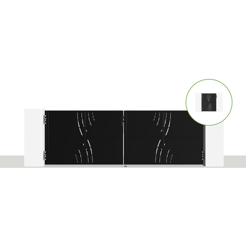 Pack portail battant nali veleta 350 x 120cm + Portillon H.120cm noir
