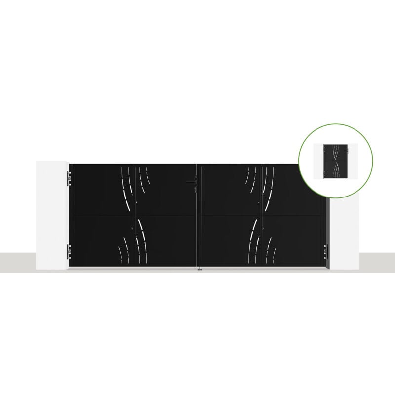 Pack portail battant nali veleta 350 x 140cm + Portillon H.140cm noir