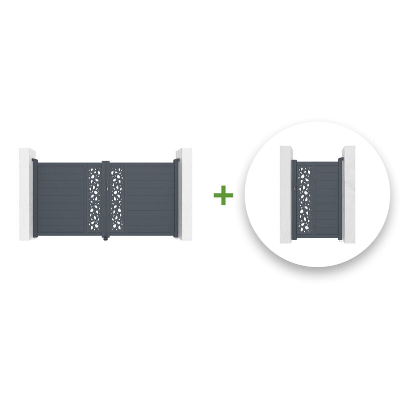 Casanoov - Pack portail battant sunny 300x160cm + Portillon sunny 100x160cm