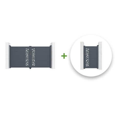 Pack portail battant SUNNY 300x160cm + Portillon SUNNY 100x160cm