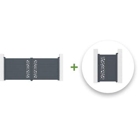 CASANOOV Pack portail battant SUNNY 350x140cm + Portillon SUNNY 100x140cm