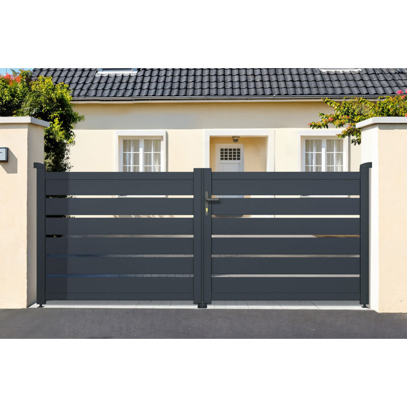Pack portail battant vogel 300x120cm + Portillon vogel 100x120cm Gris
