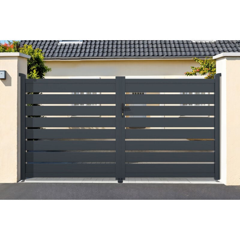 Pack portail battant vogel 350x160cm + Portillon vogel 100x160cm Gris