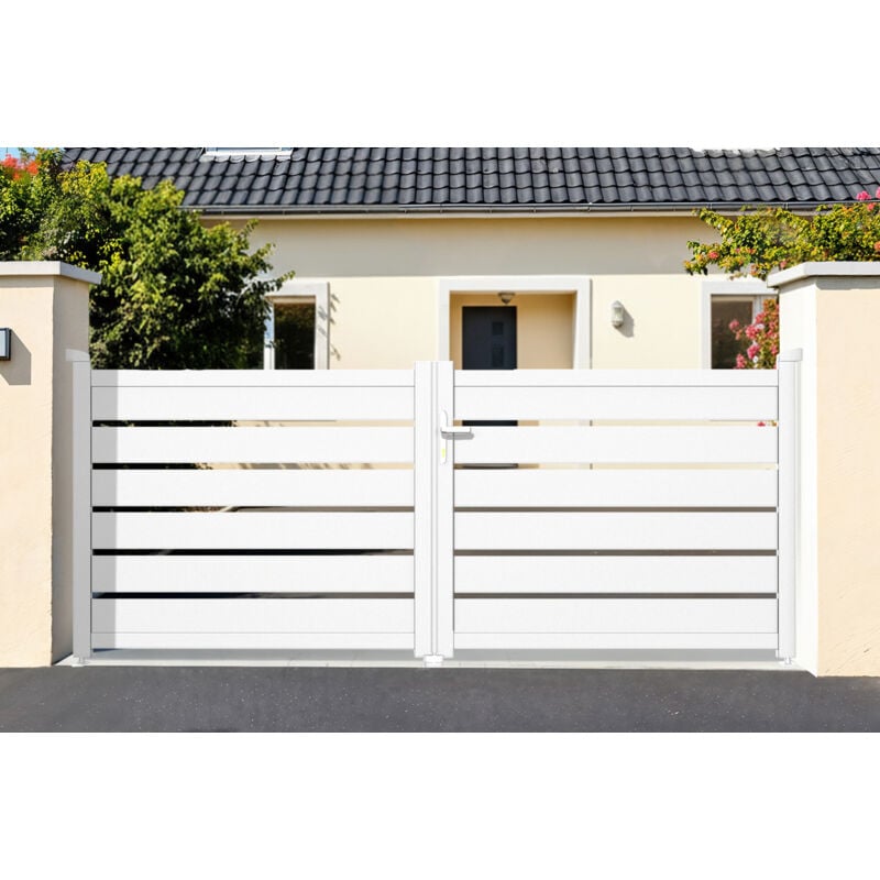 Pack portail battant vogel 400x120cm + Portillon vogel 100x120cm Blanc