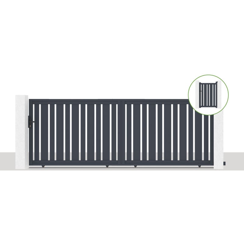 Casanoov - Pack portail coulissant 400x140cm veymont + Portillon 1m veymont H.140cm Gris
