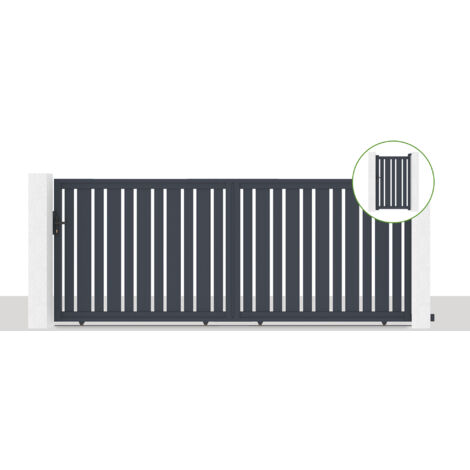 Pack portail coulissant 400x160cm VEYMONT + Portillon 1m VEYMONT H.160cm Gris
