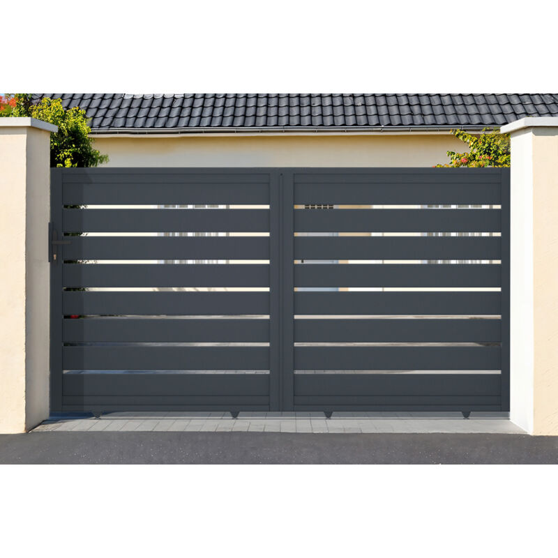 Casanoov - Pack portail coulissant vogel 400x160cm + Portillon vogel 100x160cm Gris