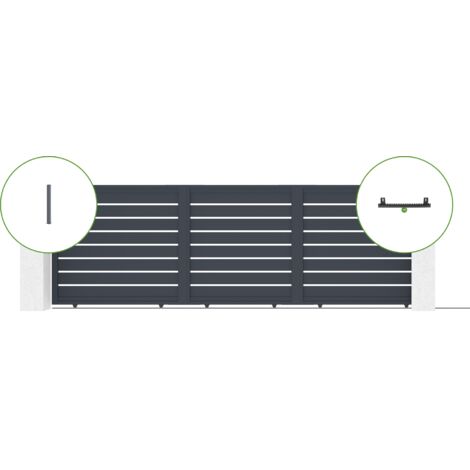 Pack portail coulissant électrique 500x160cm VOGEL + 2 poteaux + moteur RANGER C300
