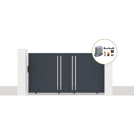 Pack portail coulissant électrique GIONA 300x160cm Gris + Motorisation TANKER C600