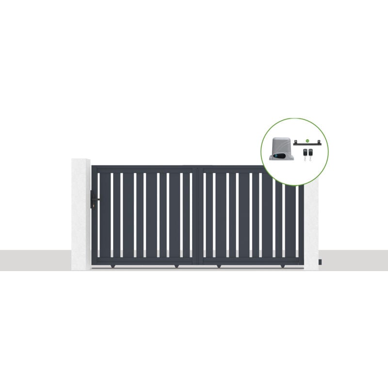 Pack portail coulissant électrique veymont 300x140cm Gris + Motorisation ranger C300
