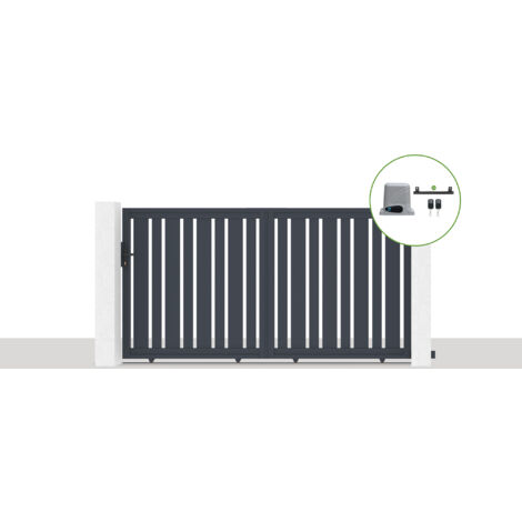 Pack portail coulissant électrique VEYMONT 300x160cm Gris + Motorisation RANGER C300