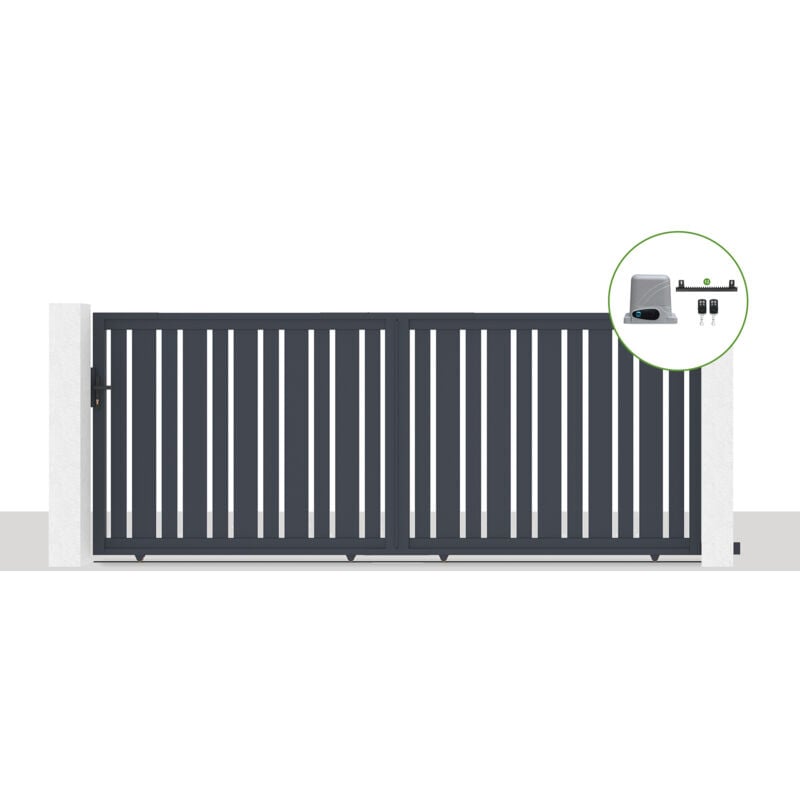Pack portail coulissant électriqueVEYMONT 400x160cm Gris + Motorisation ranger C300