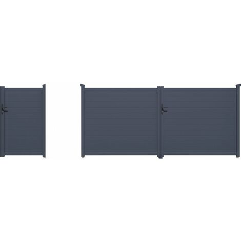 Pack portail + portillon Marc - Gris - Gris.