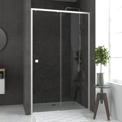 pack porte de douche coulissante blanc 120x185cm + receveur 90x120 - whity slide