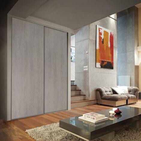 Pack portes coulissantes OPTIMUM Pleines - 2 vantaux - chêne cendré - 250 x 180 cm