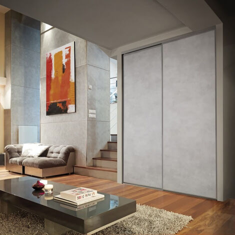 Pack portes coulissantes OPTIMUM Pleines - 2 vantaux- toilé minéral - 250 x 150 cm
