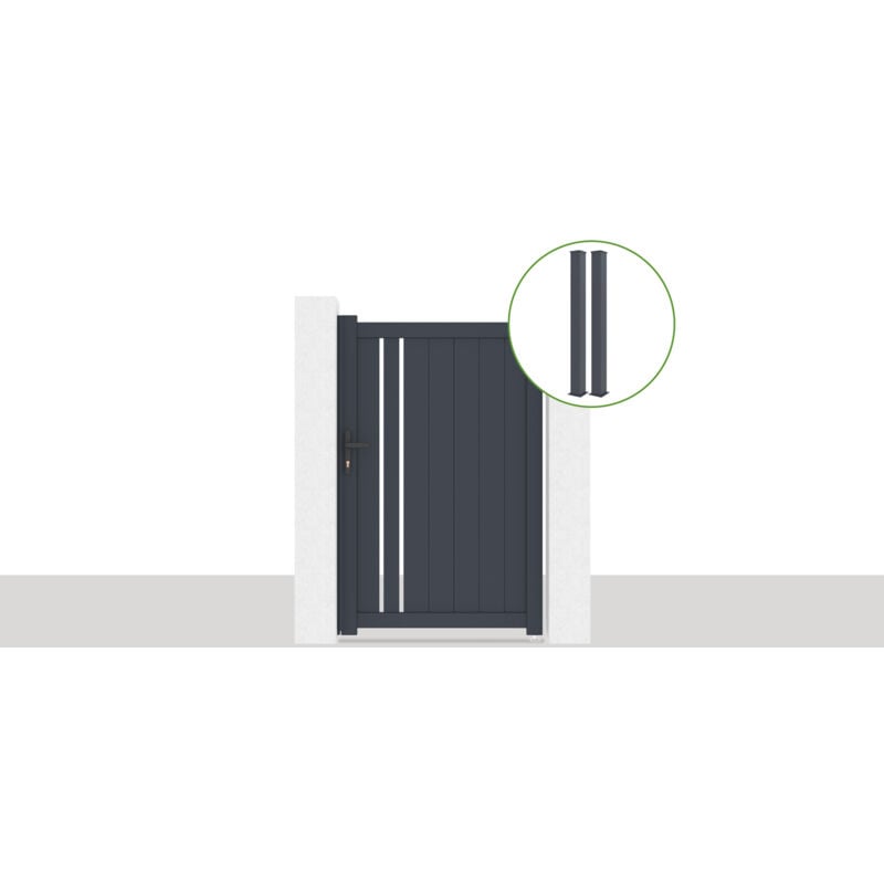 Casanoov - Pack Portillon 1m giona H.160cm + 2 poteaux eifel H.190cm Gris