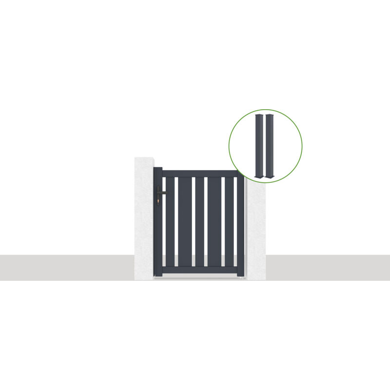 Pack Portillon 1m veymont H.120cm Gris + 2 poteaux eifel H.166cm Gris