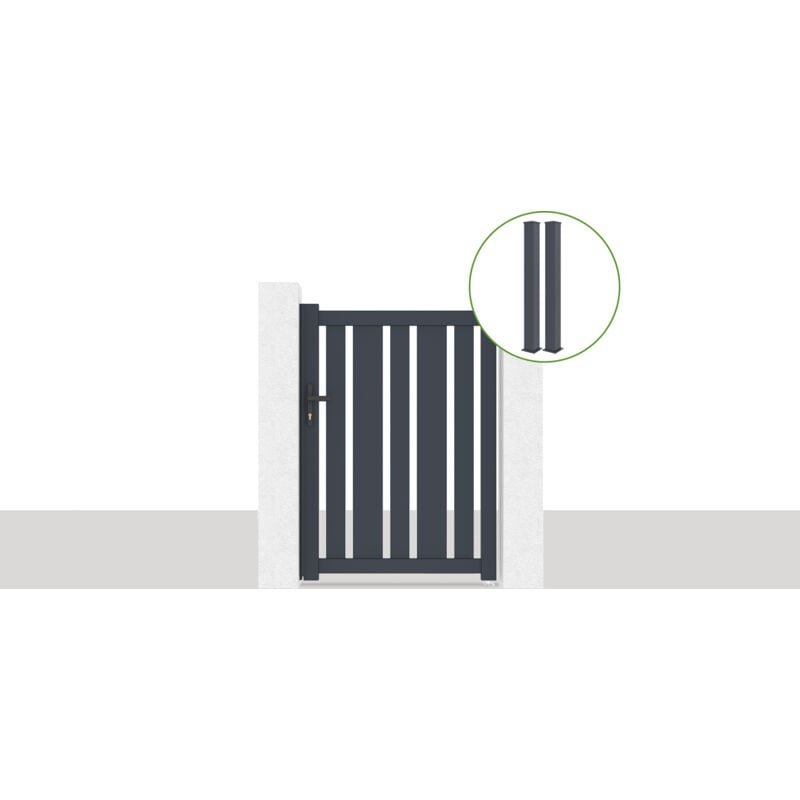 Casanoov - Pack Portillon 1m veymont H.140cm Gris + 2 poteaux eifel H.166cm Gris