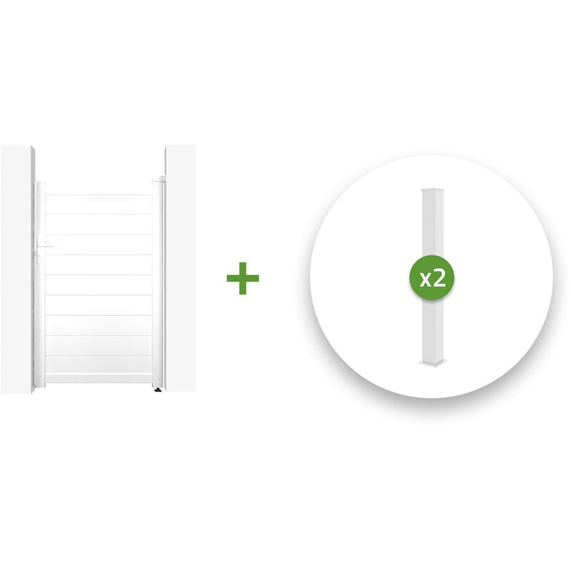 Casanoov - Pack portillon aluminium eiger 100x160cm + 2 Poteaux H.190cm Blanc