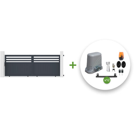 Pack portón eléctrico corredero 3,7m NEVIS 370C140 cm + motor TANKER C600