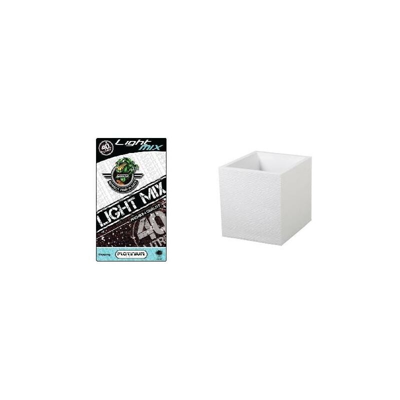 Pot carré Graphit Blanc 31L + Substrat Platinium LightMIX - Pack