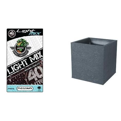 Pack - Pot carré Graphit Gris anthracite 31L + Substrat Platinium LightMIX
