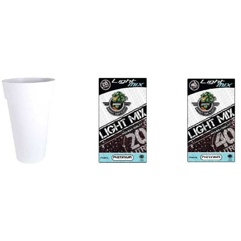 Pot + Terre - Vase Toscane 90L Blanc + Terreau Light Mix 2x40L + 1x20L - Pack