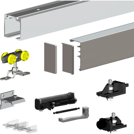 Pack premium SLID'UP 160 pour porte coulissante jusqu'à 1000 mm - rail 1,94 m - 60 kg - argent